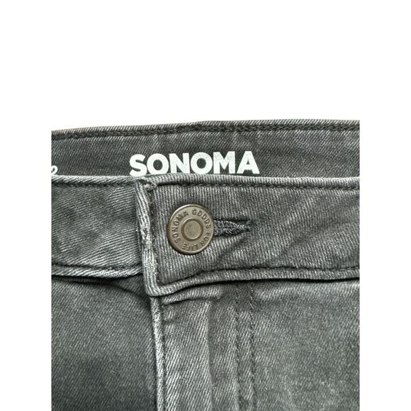 Sonoma Black Denim Jeans | Raw Hem Ankle Flare Stretch | Size 12 - Picture 6 of 10